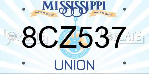 8CZ537 Mississippi License Plate