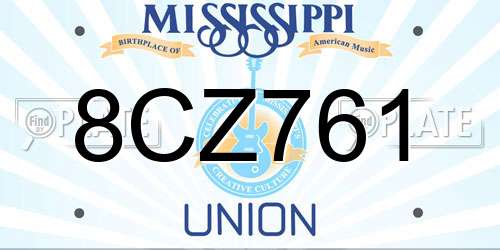 8CZ761 Mississippi License Plate