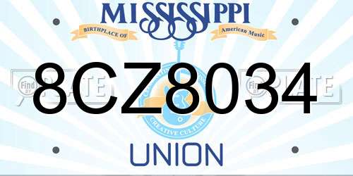 8CZ8034 Mississippi License Plate