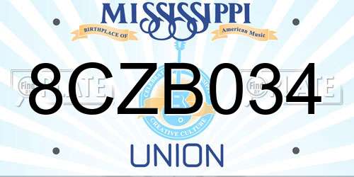 8CZB034 Mississippi License Plate