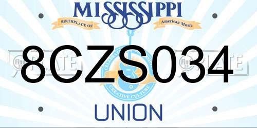 8CZS034 Mississippi License Plate
