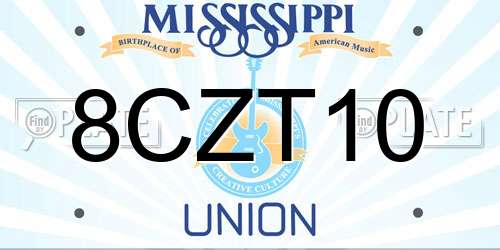 8CZT10 Mississippi License Plate