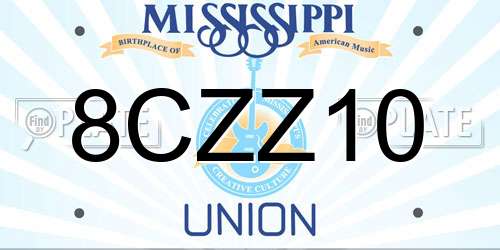 8CZZ10 Mississippi License Plate