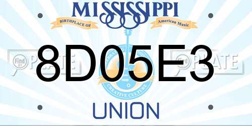 8D05E3 Mississippi License Plate