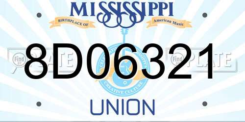 8D06321 Mississippi License Plate