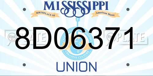 8D06371 Mississippi License Plate