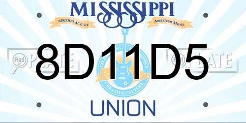 8D11D5 Mississippi License Plate