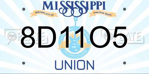 8D11O5 Mississippi License Plate