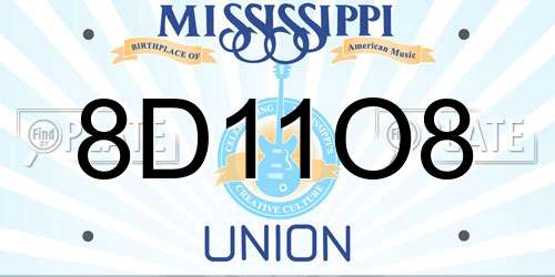 8D11O8 Mississippi License Plate