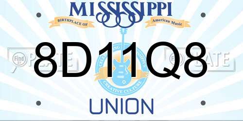 8D11Q8 Mississippi License Plate
