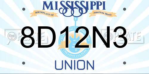 8D12N3 Mississippi License Plate