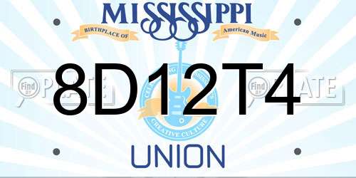 8D12T4 Mississippi License Plate