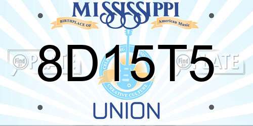 8D15T5 Mississippi License Plate