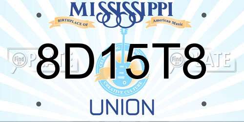 8D15T8 Mississippi License Plate