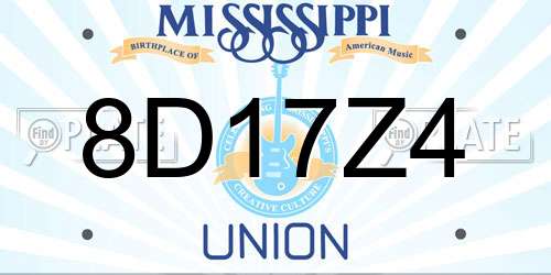 8D17Z4 Mississippi License Plate