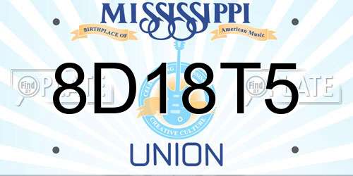 8D18T5 Mississippi License Plate