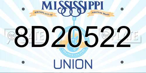 8D20522 Mississippi License Plate