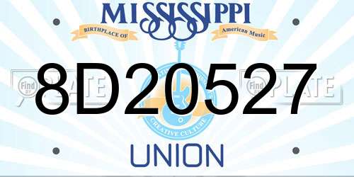 8D20527 Mississippi License Plate