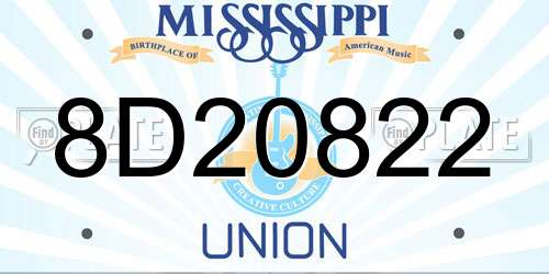 8D20822 Mississippi License Plate