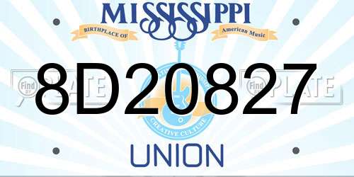 8D20827 Mississippi License Plate
