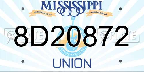 8D20872 Mississippi License Plate