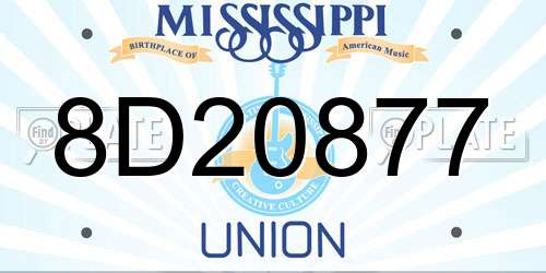 8D20877 Mississippi License Plate
