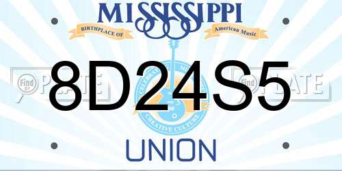 8D24S5 Mississippi License Plate