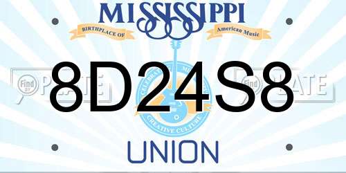 8D24S8 Mississippi License Plate