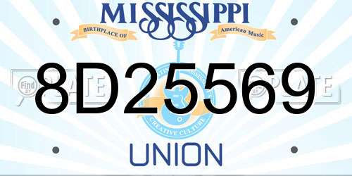 8D25569 Mississippi License Plate