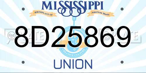 8D25869 Mississippi License Plate