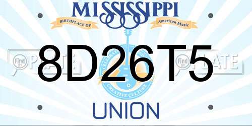 8D26T5 Mississippi License Plate