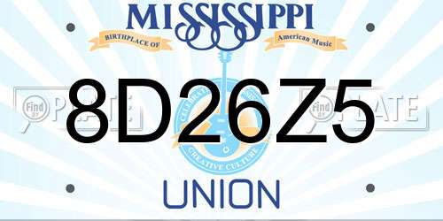 8D26Z5 Mississippi License Plate
