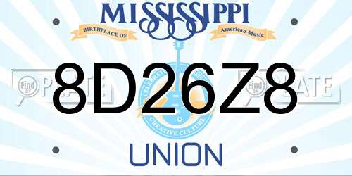 8D26Z8 Mississippi License Plate