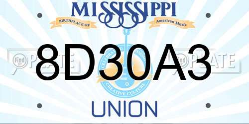 8D30A3 Mississippi License Plate