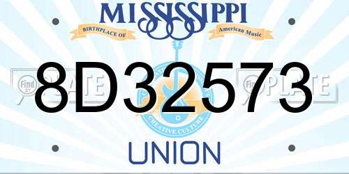8D32573 Mississippi License Plate