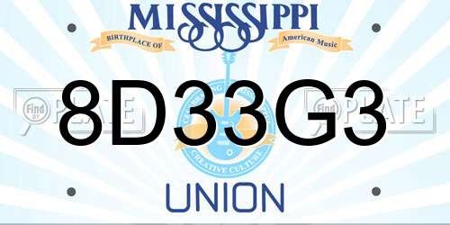 8D33G3 Mississippi License Plate