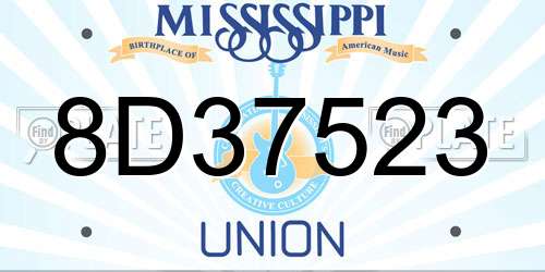 8D37523 Mississippi License Plate