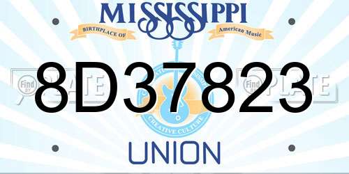 8D37823 Mississippi License Plate