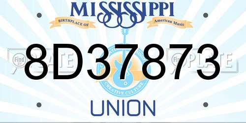 8D37873 Mississippi License Plate