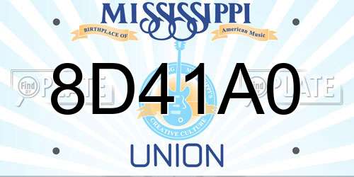 8D41A0 Mississippi License Plate
