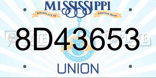 8D43653 Mississippi License Plate