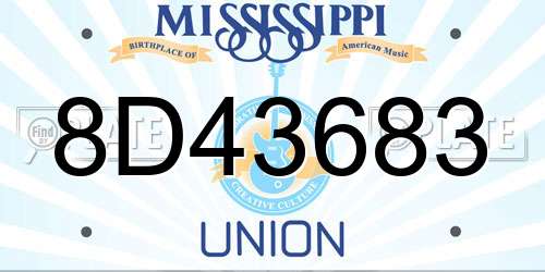 8D43683 Mississippi License Plate