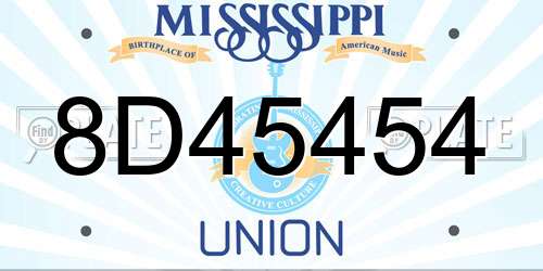 8D45454 Mississippi License Plate
