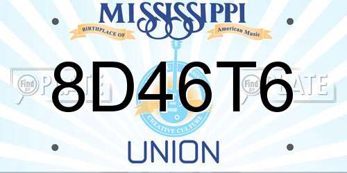 8D46T6 Mississippi License Plate