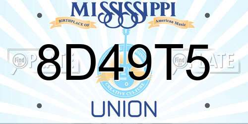 8D49T5 Mississippi License Plate