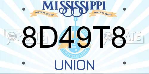 8D49T8 Mississippi License Plate