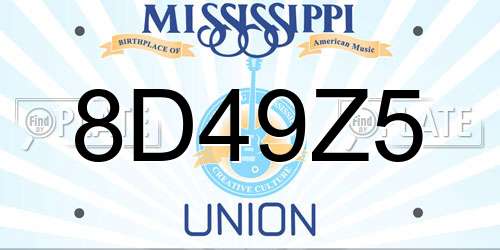 8D49Z5 Mississippi License Plate