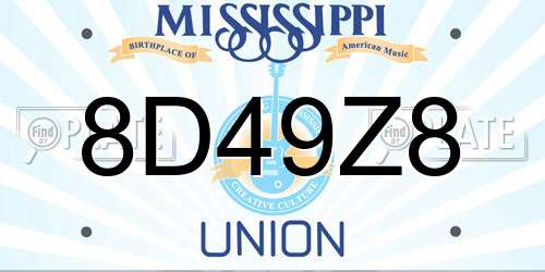 8D49Z8 Mississippi License Plate