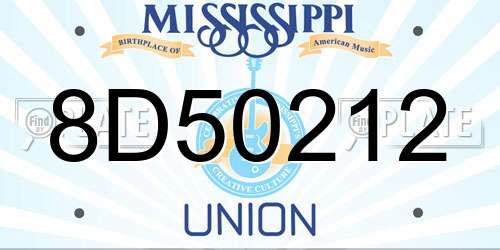 8D50212 Mississippi License Plate