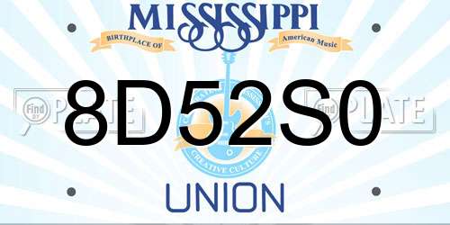 8D52S0 Mississippi License Plate